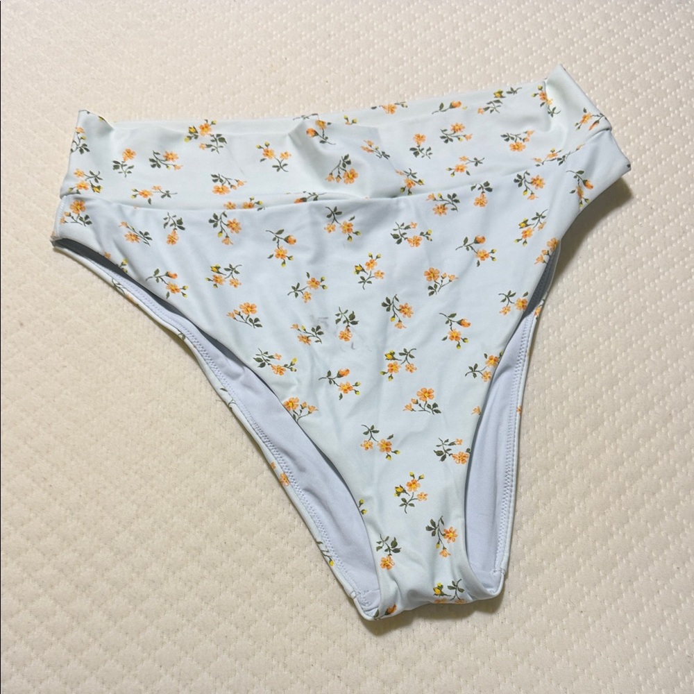 aerie Light Blue High-Cut Floral Bikini Bottoms